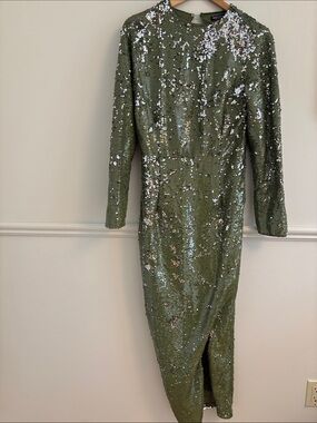 NWT Nasty Gal Olive Sequin Long Sleeve sequin dress